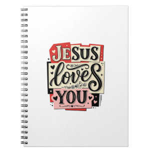 Caderno Espiral Jesus Ama Você Gravação Vintage Tipografia Cristã