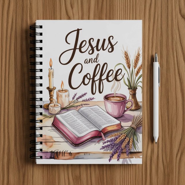 Caderno Espiral Jesus and Coffee, Christian faith notebook  (Criador carregado)
