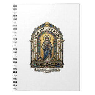 Caderno Espiral Jesus Art Deco Evangelho Jesus Art Deco Fé Cristã