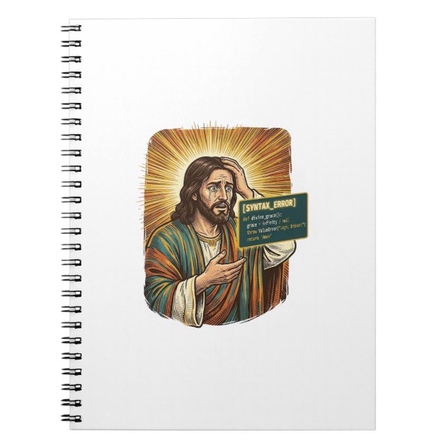 Caderno Espiral Jesus chorando Erro de sintaxe Codificação Program (Frente)