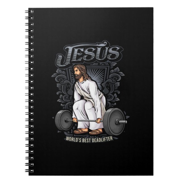 Caderno Espiral Jesus Cristo Cristão Levantando Pun Homens Ele (Frente)