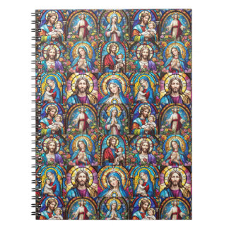 Caderno Espiral Jesus Cristo Mary & Joseph Christian StainGlass