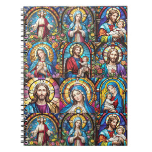 Caderno Espiral Jesus Cristo Mary & Joseph Christian StainGlass