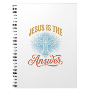 Caderno Espiral Jesus É a Resposta Desenho Vetorial Cruz Cristã_