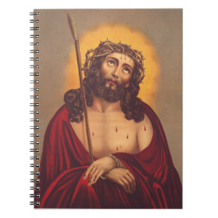 Caderno Espiral Jesus é coroado com uma coroa de espinhos