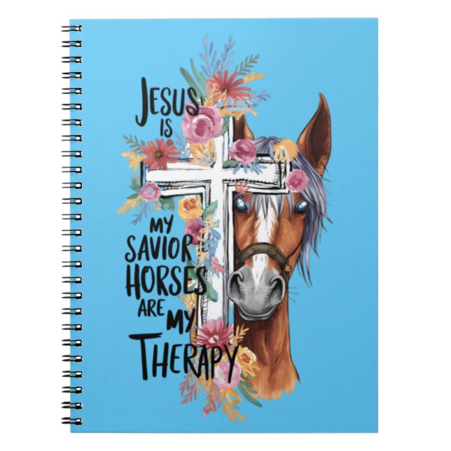 Caderno Espiral Jesus É Meu Cavalo Salvador É Minha Terapia Engraç (Frente)