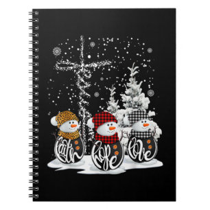 Caderno Espiral Jesus Faith Hope ama Snowman Engraçado Xmas Para C