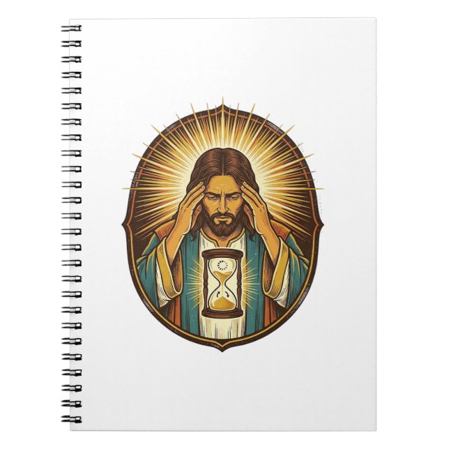 Caderno Espiral Jesus Impaciente Carregando Ampulheta Internet Len (Frente)
