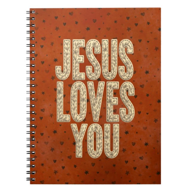 Caderno Espiral Jesus Loves You Rustic Christian Encouragement (Frente)