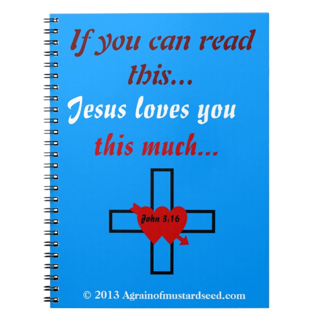 Caderno Espiral Jesus te ama Agrainofmustardseed.com (Frente)