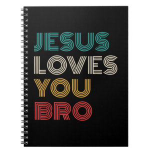 Caderno Espiral Jesus Te Ama Irmão, Faith Cristã Engraçado Retro