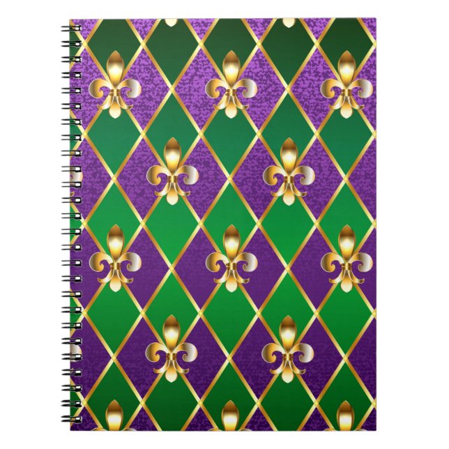 Caderno Espiral Jewelry Background Mardi Gras (Frente)