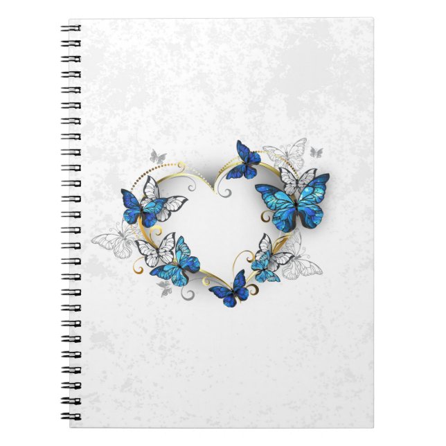 Caderno Espiral Jewelry Heart with Butterflies Morpho (Frente)