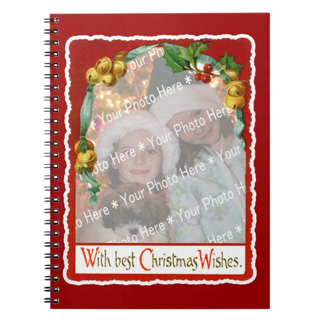 Caderno Espiral Jingle Bells Natal Deseja Quadro Adicional-A-Foto (Frente)
