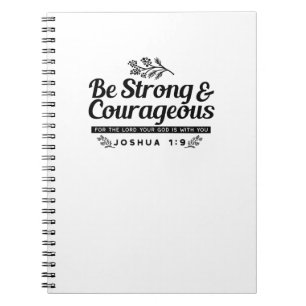 Caderno Espiral Jo 1:9 Bíblia Verso Design - Seja Forte e Corajoso