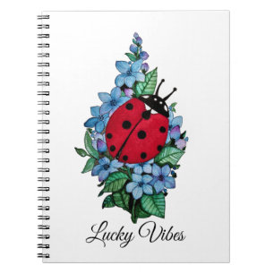 Caderno Espiral Joaninha bonito da aguarela com as flores