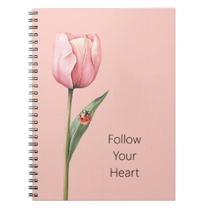 Caderno Espiral Joaninha Flor de Tulipa Rosa