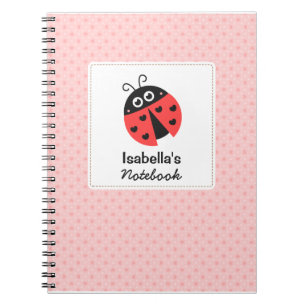 Caderno Espiral Joaninha Fofa com Corações para Meninas