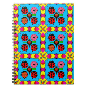 Caderno Espiral Joaninhas Coloridas e Flores