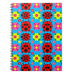 Caderno Espiral Joaninhas e Flores Coloridas