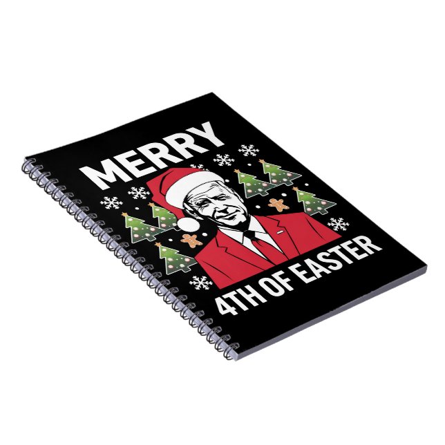 Caderno Espiral Joe Biden Christmas Santa Hat Feliz 4° Páscoa (Lado Direito)