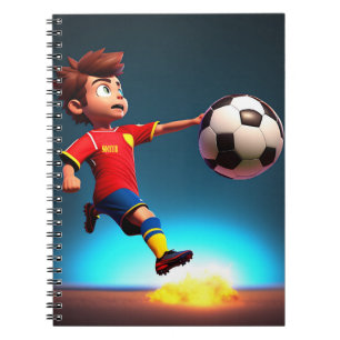 Caderno Espiral Jogador Animado De Futebol Com Bola, Notebook