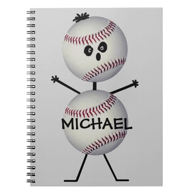 Caderno Espiral Jogador Baseball Personalizado (Frente)