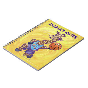 Caderno Espiral Jogador de basquete engraçado da Girafa