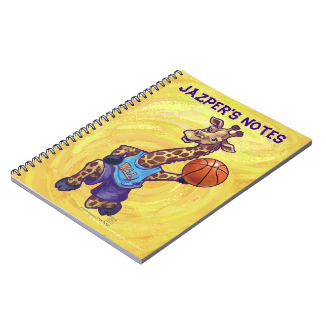 Caderno Espiral Jogador de basquete Engraçado Giraffe (Left Side)