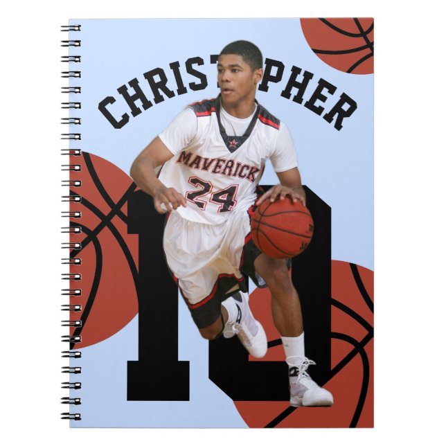 Caderno Espiral Jogador de Basquete Personalizado (Frente)