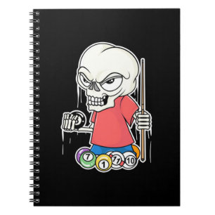Caderno Espiral Jogador de Bilhar   Gestor de Bilhar de Crânio