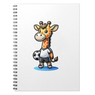 Caderno Espiral Jogador de futebol girafa bonito.
