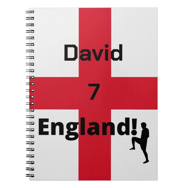 Caderno Espiral Jogador de futebol inglês personalizável (Frente)