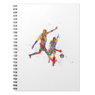 Caderno Espiral Jogador de futebol na aquarela