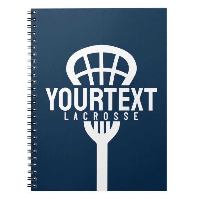 Caderno Espiral Jogador de Lacrosse TEXTO PERSONALIZADO Time Malha (Frente)