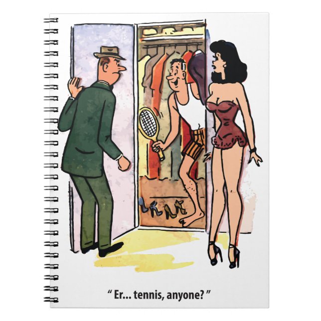 Caderno Espiral Jogador de Tênis experiente, engraçado (Frente)