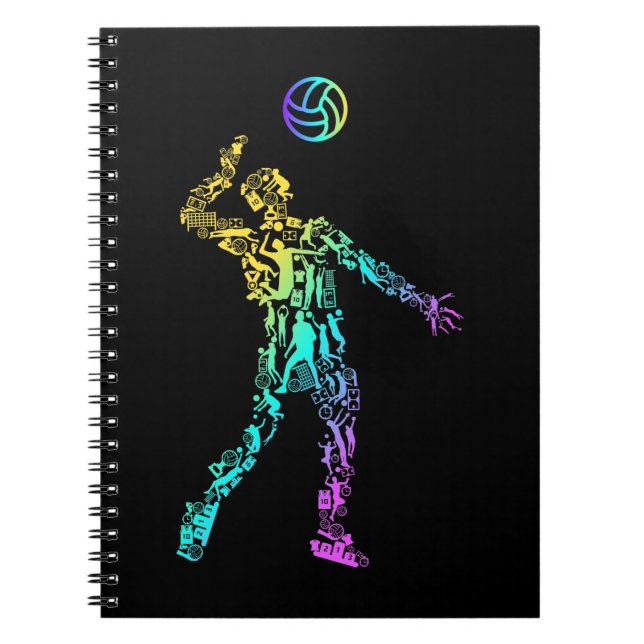 Caderno Espiral Jogador de Voleibol do Esporte de Voleibol (Frente)