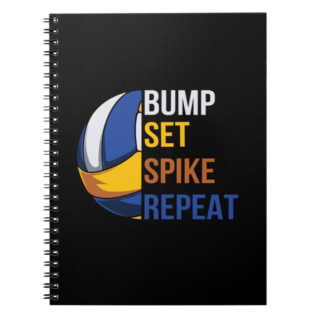 Caderno Espiral Jogador de Voleibol | Set Spike Repetir (Frente)