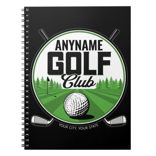 Caderno Espiral Jogador do Clube Golf Pro Golf, nome personalizado (Frente)