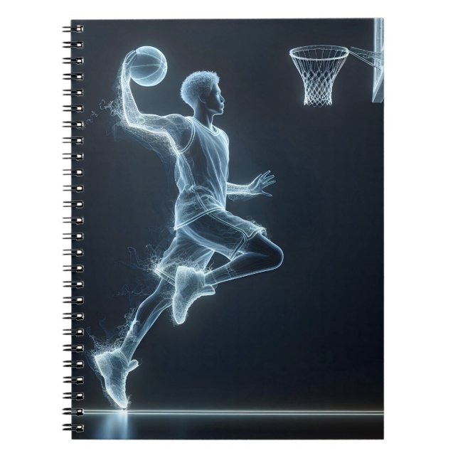 Caderno Espiral Jogador Neto-Basquete Com Traços Leves (Frente)