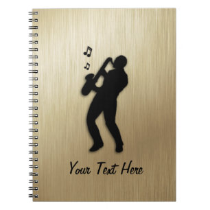 Caderno Espiral Jogador ouro Saxofone Pessoal