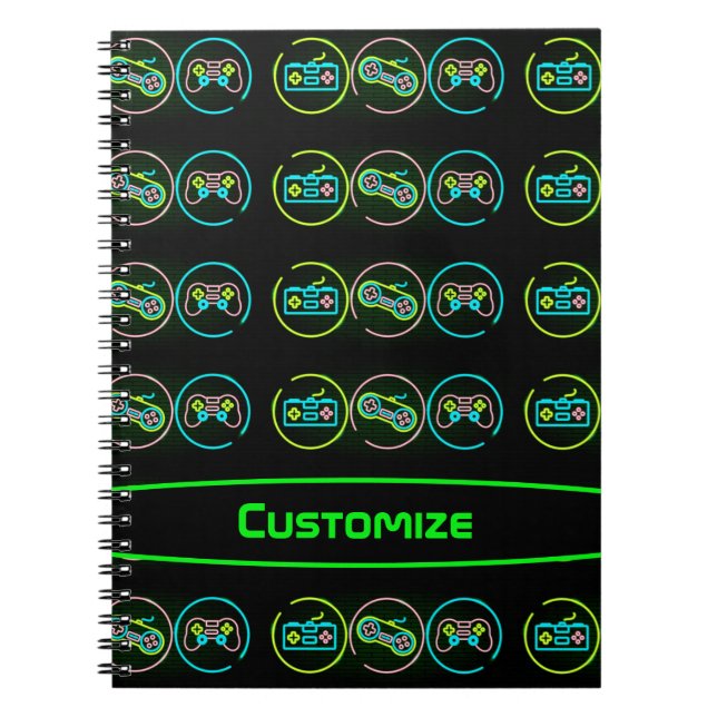 Caderno Espiral Jogador Preto e Neon (Frente)