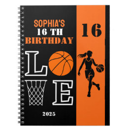 Caderno Espiral Jogadora de basquete personalizada, presente de an