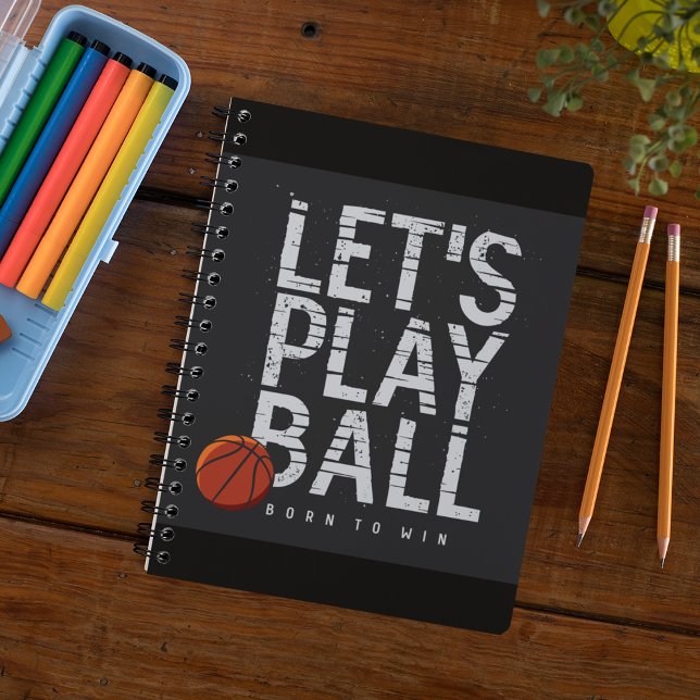 Caderno Espiral Jogadores de basquete jogam Nascer de bola para ga (Criador carregado)