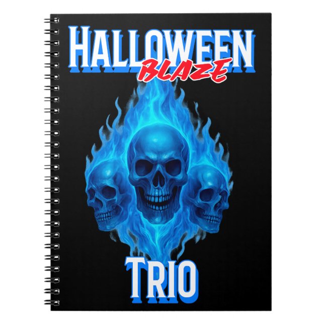Caderno Espiral Jogando cartas - Trio de Blazes do Halloween (Frente)