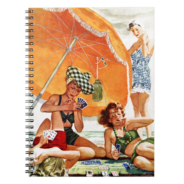 Caderno Espiral Jogo de Cartão na Praia por Alex Ross (Frente)