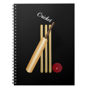 Caderno Espiral Jogo de Críquete, Bat and Ball, Texto Branco