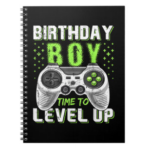 Caderno Espiral Jogo de Vídeo do Birthday Boy Level Up
