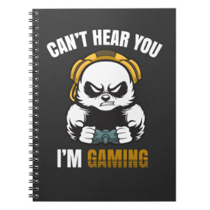 Caderno Espiral Jogo Engraçado Jogo Panda Viciado Gamers Kid Head