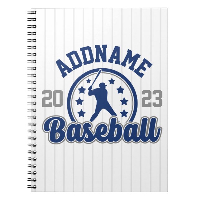 Caderno Espiral Jogo Jogador da Equipe Baseball de NOME Personaliz (Frente)
